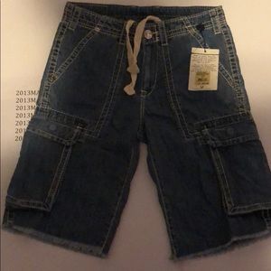 True Religion denim cargo shorts